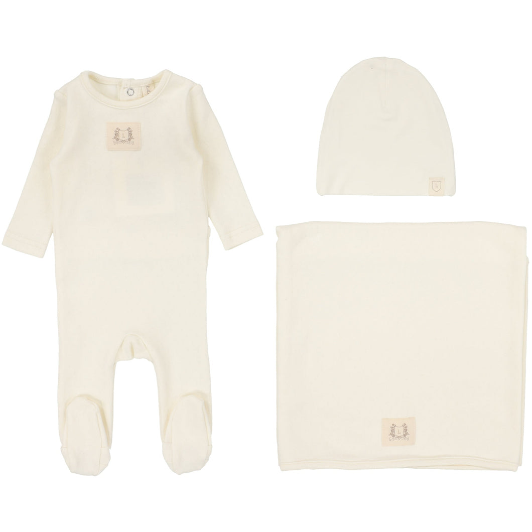 Lilette Cream Pointelle Emblem Layette Set