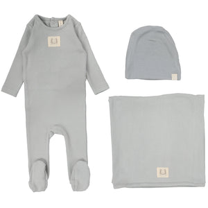 Lilette Light Blue Pointelle Emblem Layette Set