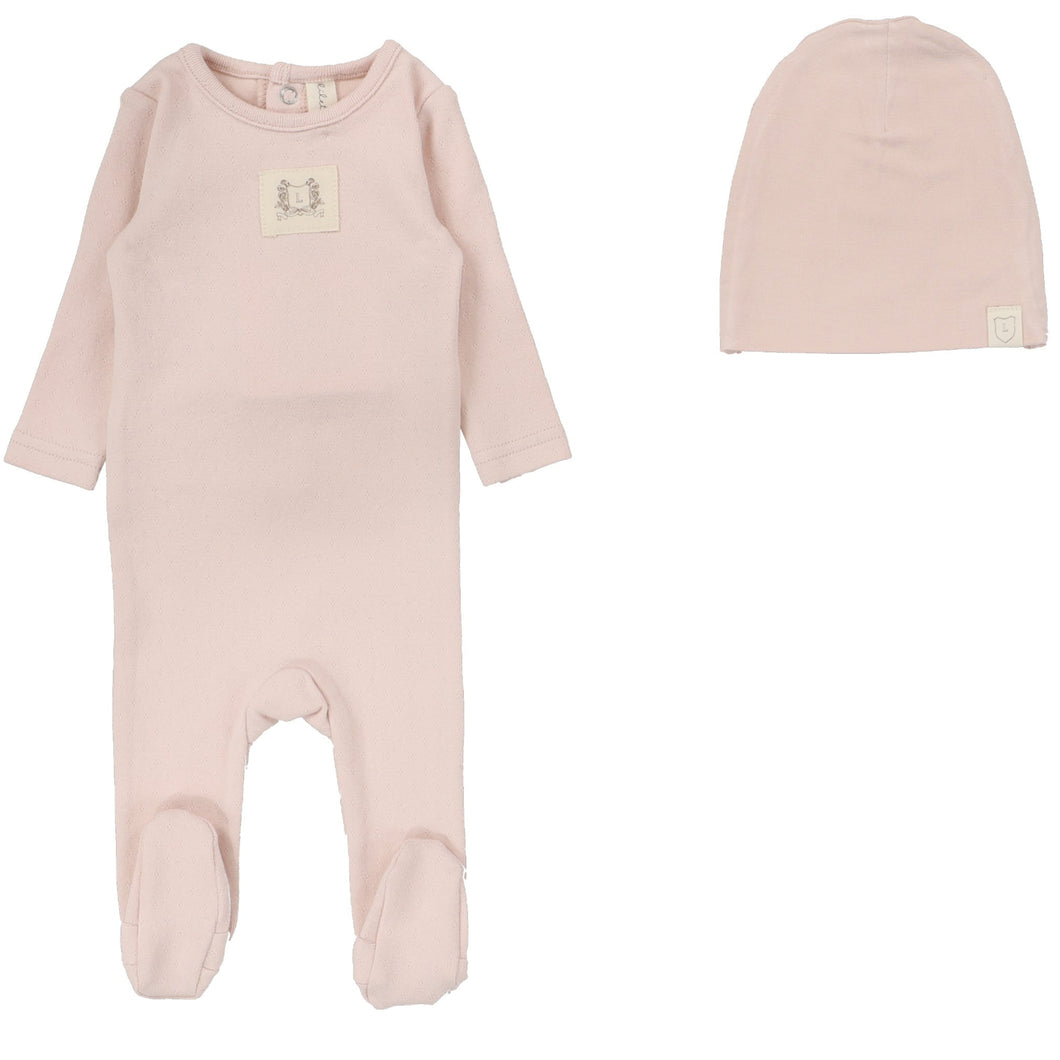 Lilette Soft Pink Pointelle Emblem Stretchie with Beanie