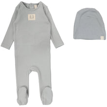 Load image into Gallery viewer, Lilette Light Blue Pointelle Emblem Stretchie with Beanie
