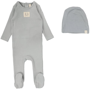 Lilette Light Blue Pointelle Emblem Stretchie with Beanie