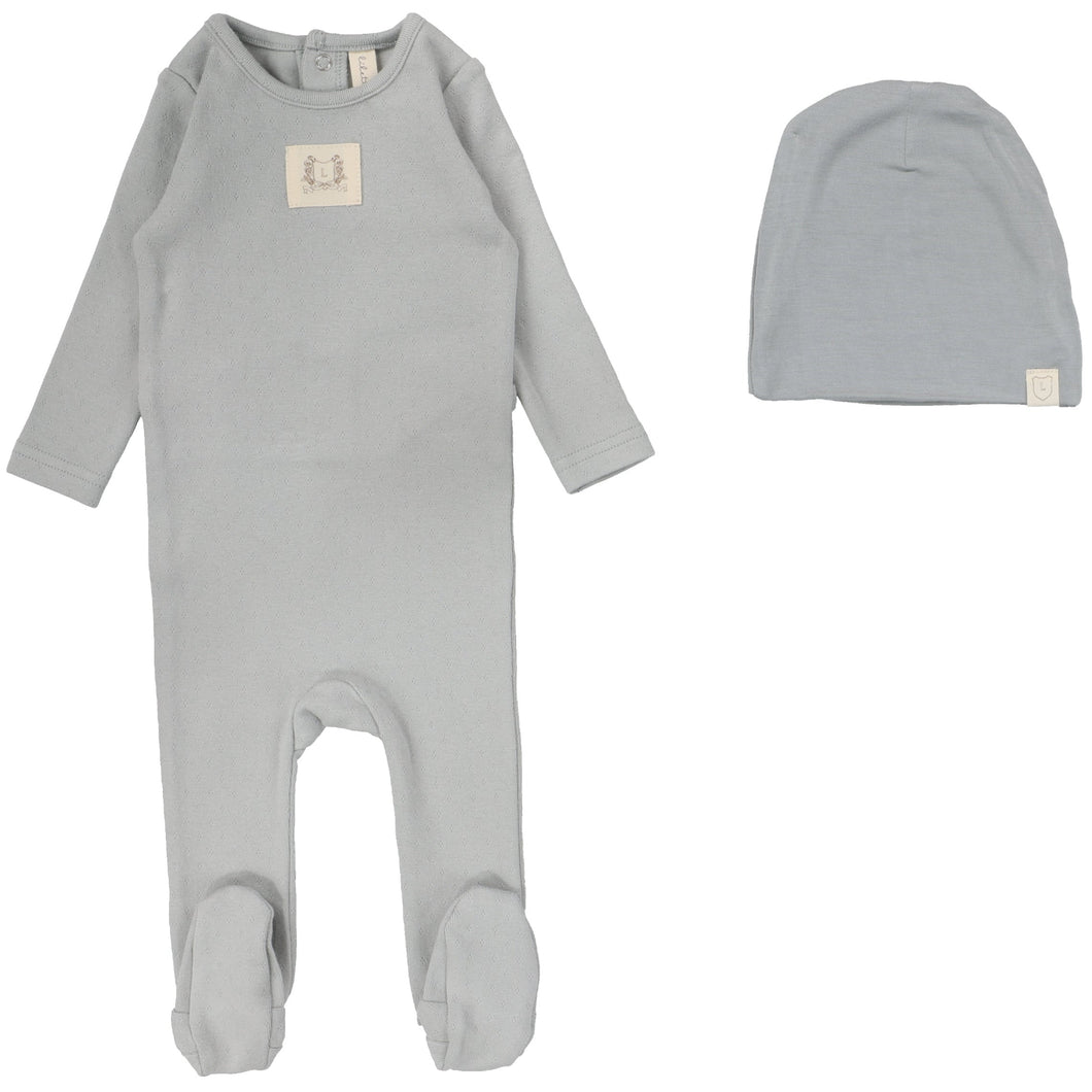 Lilette Light Blue Pointelle Emblem Stretchie with Beanie
