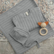 Load image into Gallery viewer, Lilette Slate Pointelle Knit Stretchie and Bonnet
