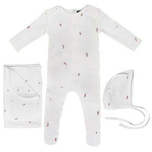 Noggi Embroidered Heart Layette Set- Girls