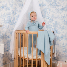 Load image into Gallery viewer, Mabel Bebe Beau Blue Pleat Stretchie and Bonnet
