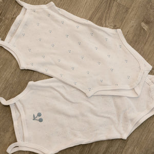 Bebe Bella White/Blue Baby Pointelle Undershirts With Cherry Print