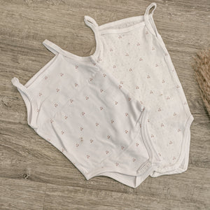 Bebe Bella White/Mauve Baby Pointelle Undershirts With Cherry Print