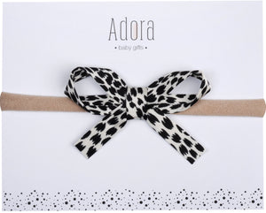 Adora Baby Mini Ribbon Bow Headband- Black Speckled