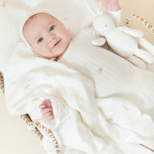 Load image into Gallery viewer, Kipp Baby Blue Bunny Stretchie and Bonnet
