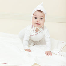 Load image into Gallery viewer, Kipp Baby Blush Dot Wrap Stretchie and Bonnet

