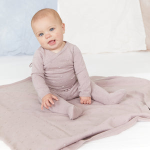 Kipp Baby Muave Dot Knit Wrap 3 Piece Set