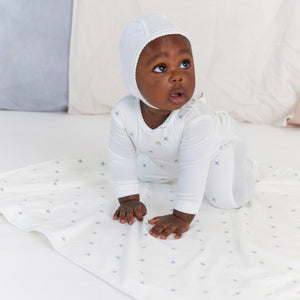 Kipp Baby Blue Velour Metalic Layette Set