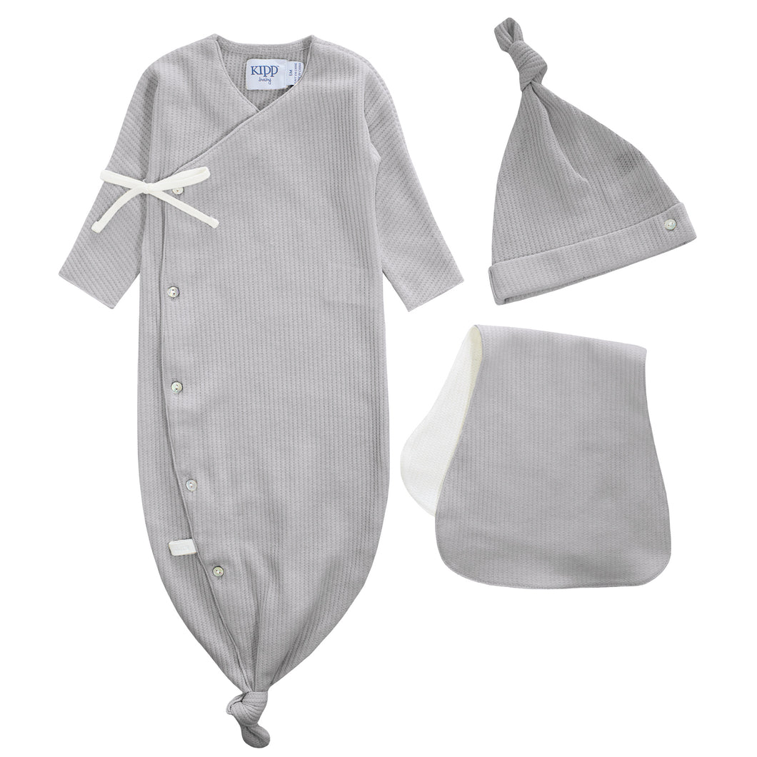 Kipp Baby Grey Kimono Waffle Stretchie Set