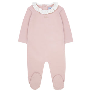 Kipp Baby Pink Bud Ruffle Stretchie and Bonnet