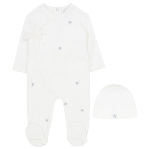 Kipp Baby Blue Star Embroidered Stretchie and Beanie