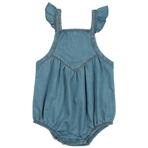 Lil Legs Dark Denim Girls Flutter Romper