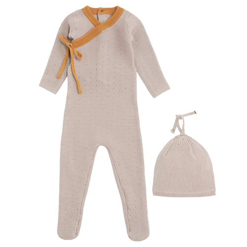 Kipp Baby Mauve Pointelle Rib Wrap Romper 