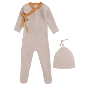 Kipp Baby Mauve Pointelle Rib Wrap Romper 