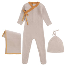 Load image into Gallery viewer, Kipp Baby Mauve Pointelle Rib Wrap Layette Set

