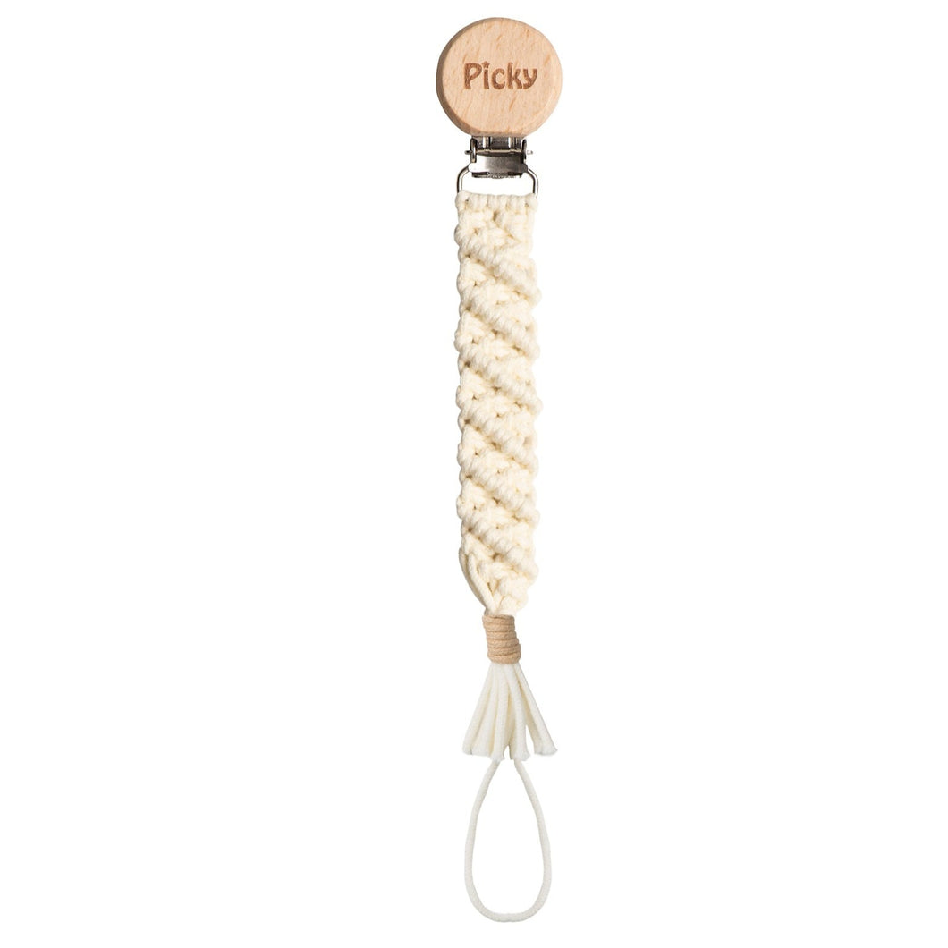 Picky Baby Macrame Braided Paci Clip- Beige