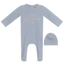 Load image into Gallery viewer, Fragile Blue Puff Print Stretchie and Beanie
