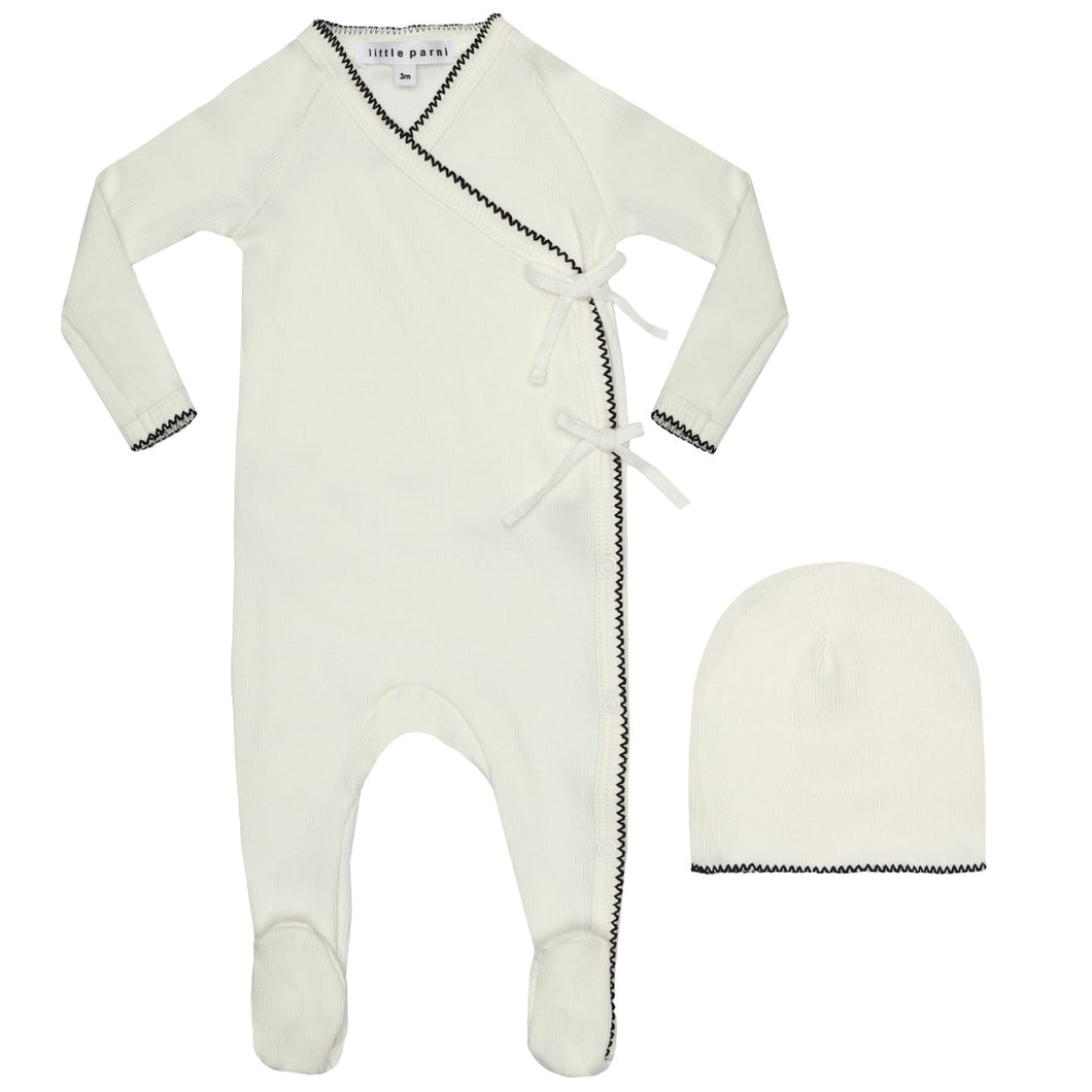 Parni Ivory Ribbed Stretchie and Beanie