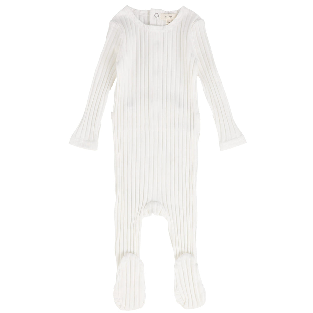 Lil Legs Winter White Wide Ribbed Stretchie