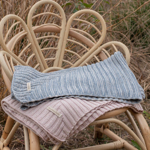 Marled Pink 2 Direction Ribbed Knit Blanket (no bonnet)