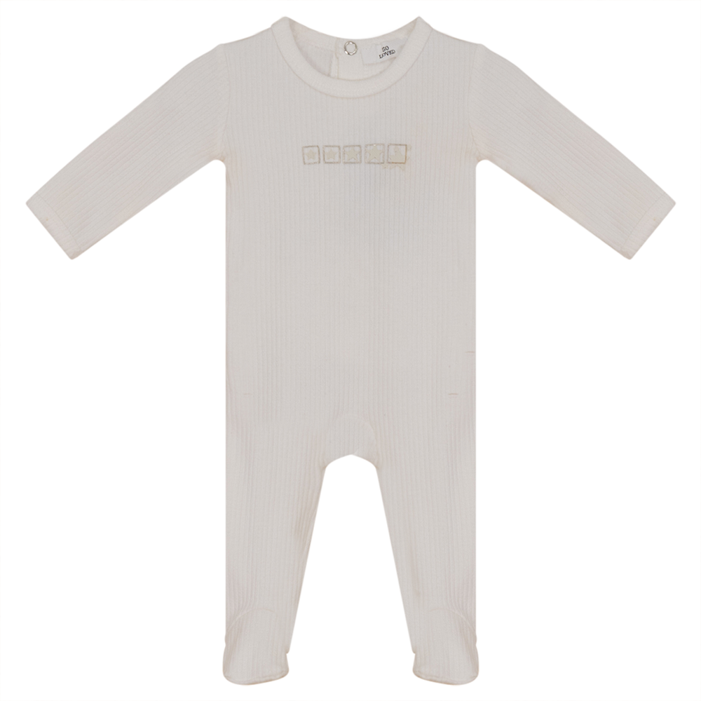 So Loved Off White Baby Stretchie With 5 Stars