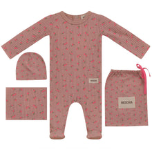 Load image into Gallery viewer, Mocha Pink Flower Girl Layette Set

