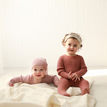 Load image into Gallery viewer, Fragile Misty Rose Knit Stretchie and Beanie
