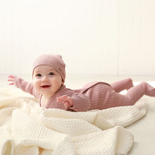 Load image into Gallery viewer, Fragile Misty Rose Knit Stretchie and Beanie
