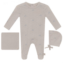 Load image into Gallery viewer, Bebe Bella Dark Almond/Sky Dotted Cherry Layette Set
