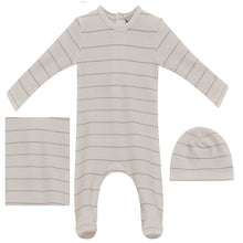 Load image into Gallery viewer, Lux White/Gold Stripe Layette Set
