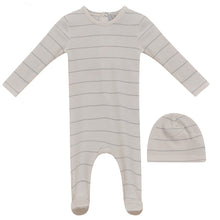 Load image into Gallery viewer, Lux White/Silver Stripe Stretchie and Beanie
