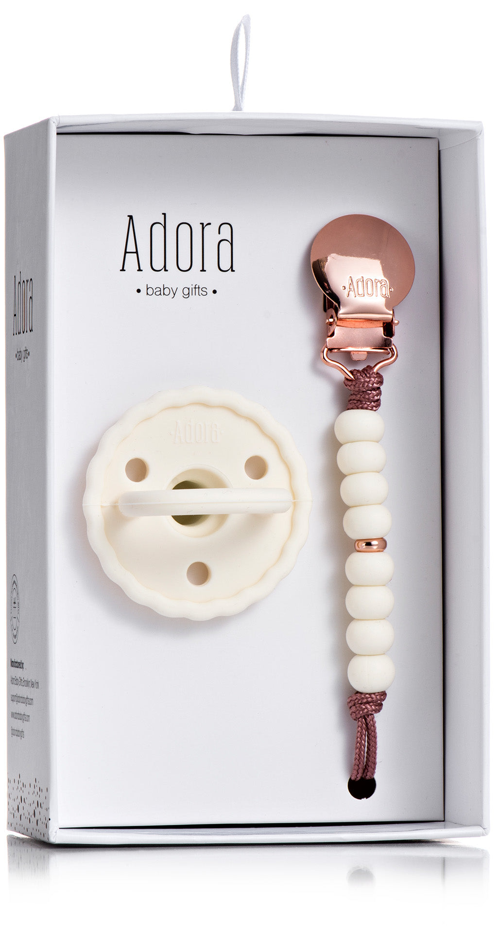Adora Scalloped Pacifier Clip Set- Scalloped Vanilla Rose Ombre