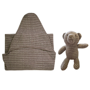 Kipp Baby Cocoa Stripe Blanket and Teddy Bear Set