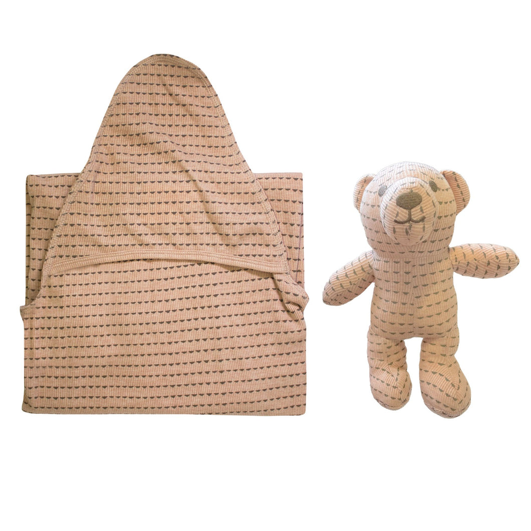 Kipp Baby Pink Stripe Blanket and Teddy Bear Set