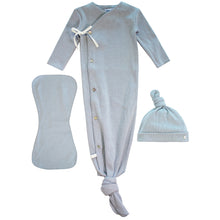 Load image into Gallery viewer, Kipp Baby Blue Waffle Knotted Gown Set

