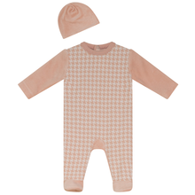 Load image into Gallery viewer, Small Moments Pink Velour Houndstooth Stretchie and Hat

