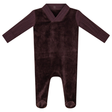 Load image into Gallery viewer, FYI Wine Vneck Yoke Velour Stretchie
