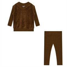 Load image into Gallery viewer, FYI Pinecone Velour Vneck Yoke Two Piece
