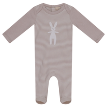 Load image into Gallery viewer, Fragile Oatmeal Stripe Bunny Print Stretchie
