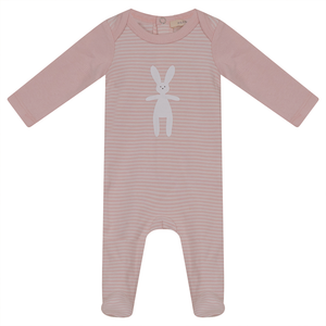 Fragile Pink Stripe Bunny Print Stretchie