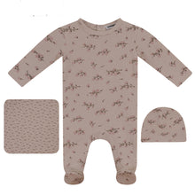 Load image into Gallery viewer, Whipped Cocoa Dark Almond Waffle Printed Girl Layette Set
