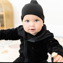 Load image into Gallery viewer, Lux Black Baby Quilted Jacket with Cherry Print

