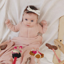 Load image into Gallery viewer, Lilette by Lil Legs Light Blush Velour Ribbed Logo Layette Set
