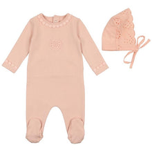 Load image into Gallery viewer, Mabel Bebe Damask Eyelet Stretchie and Bonnet
