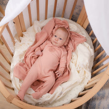 Load image into Gallery viewer, Mabel Bebe Tea Rose Eyelet Stretchie and Bonnet
