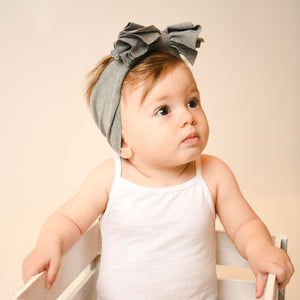Niccesories Grey Butter Soft Baby Bow Headband